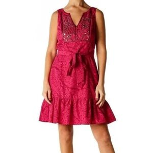 White House Black Market Fuchsia Print Ruffle Dress, Size M